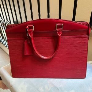 Authentic Louis Vuitton Red Structured Epi Leather Satchel